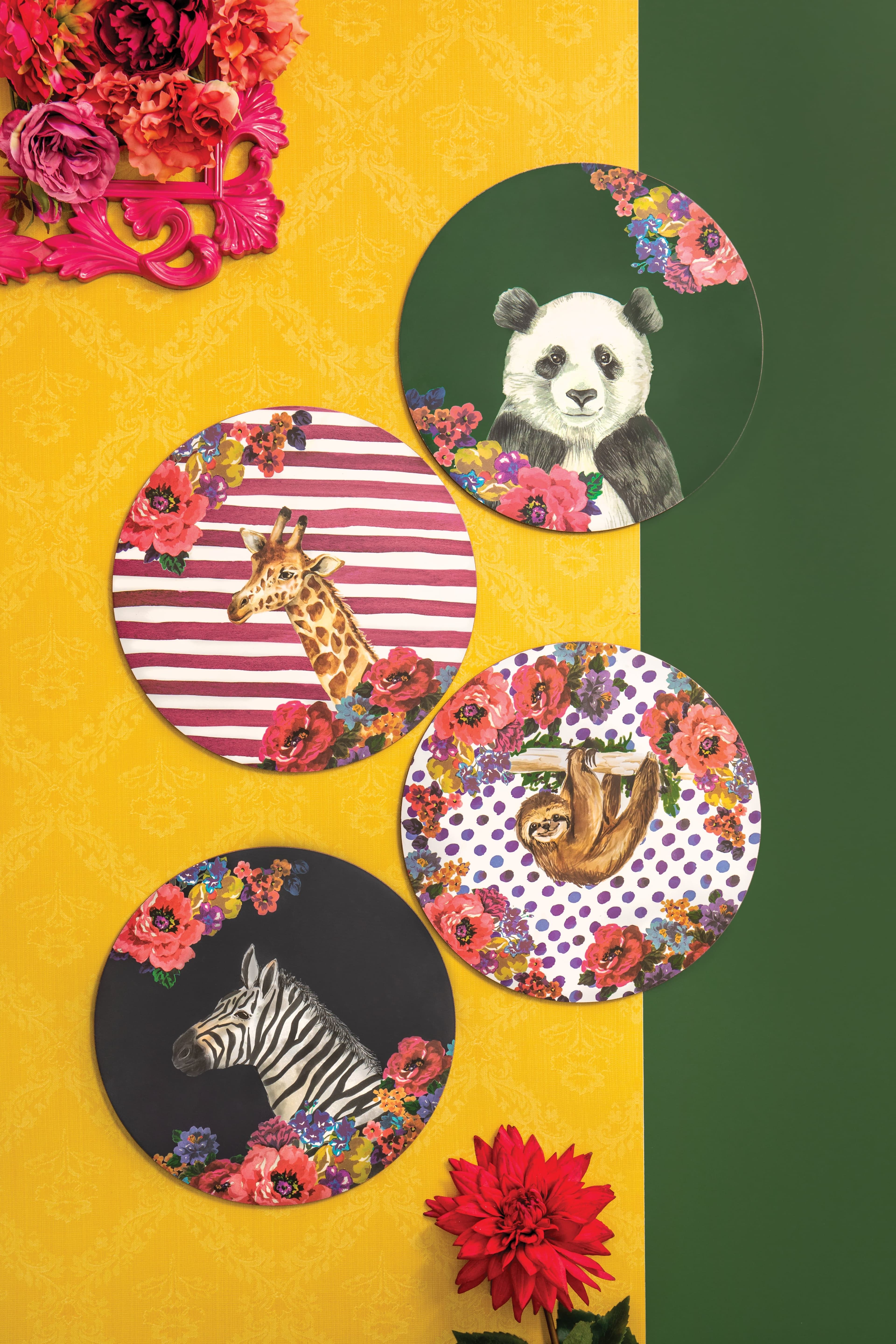 Wild at Heart Cork Round Placemats Set 4 25cm
