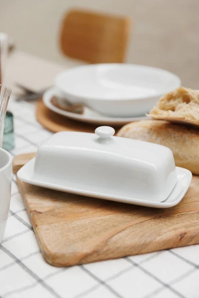 Chalk Porcelain Butter Dish 21cm