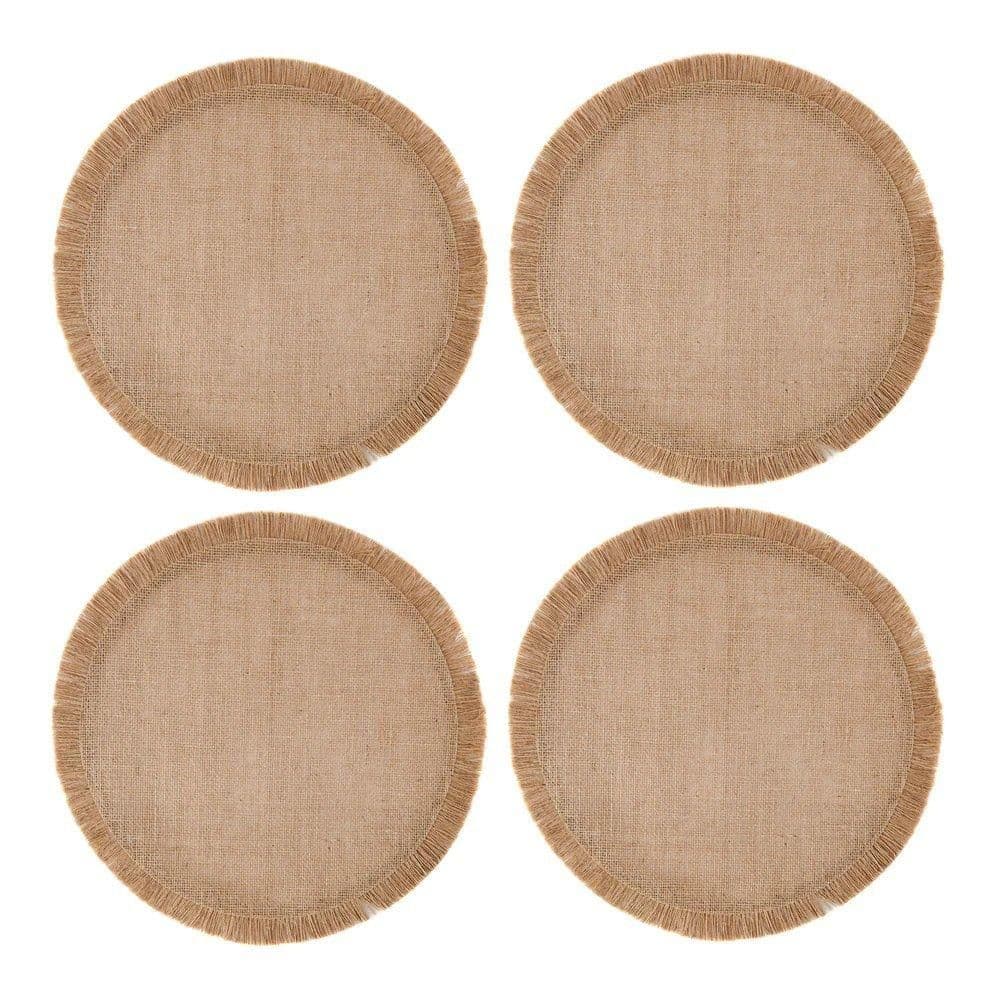 Round Hessian Placemats Set 4 Natural 38cm