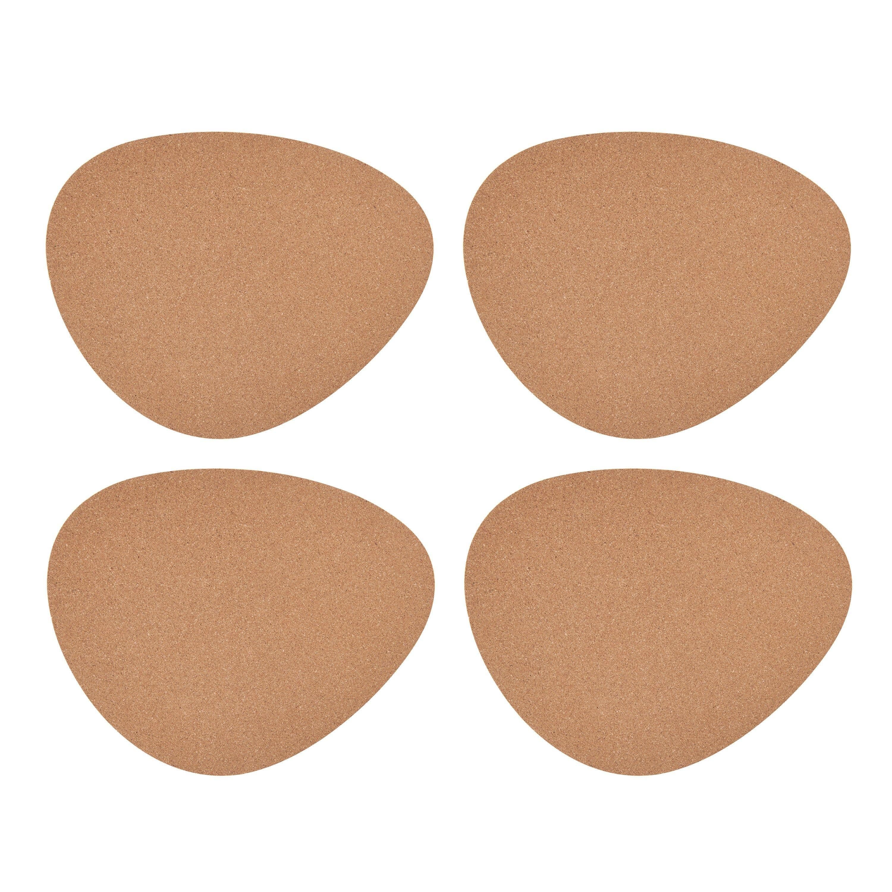 Pebble Shaped Cork Placemats Set 4 Natural 38 x 30cm