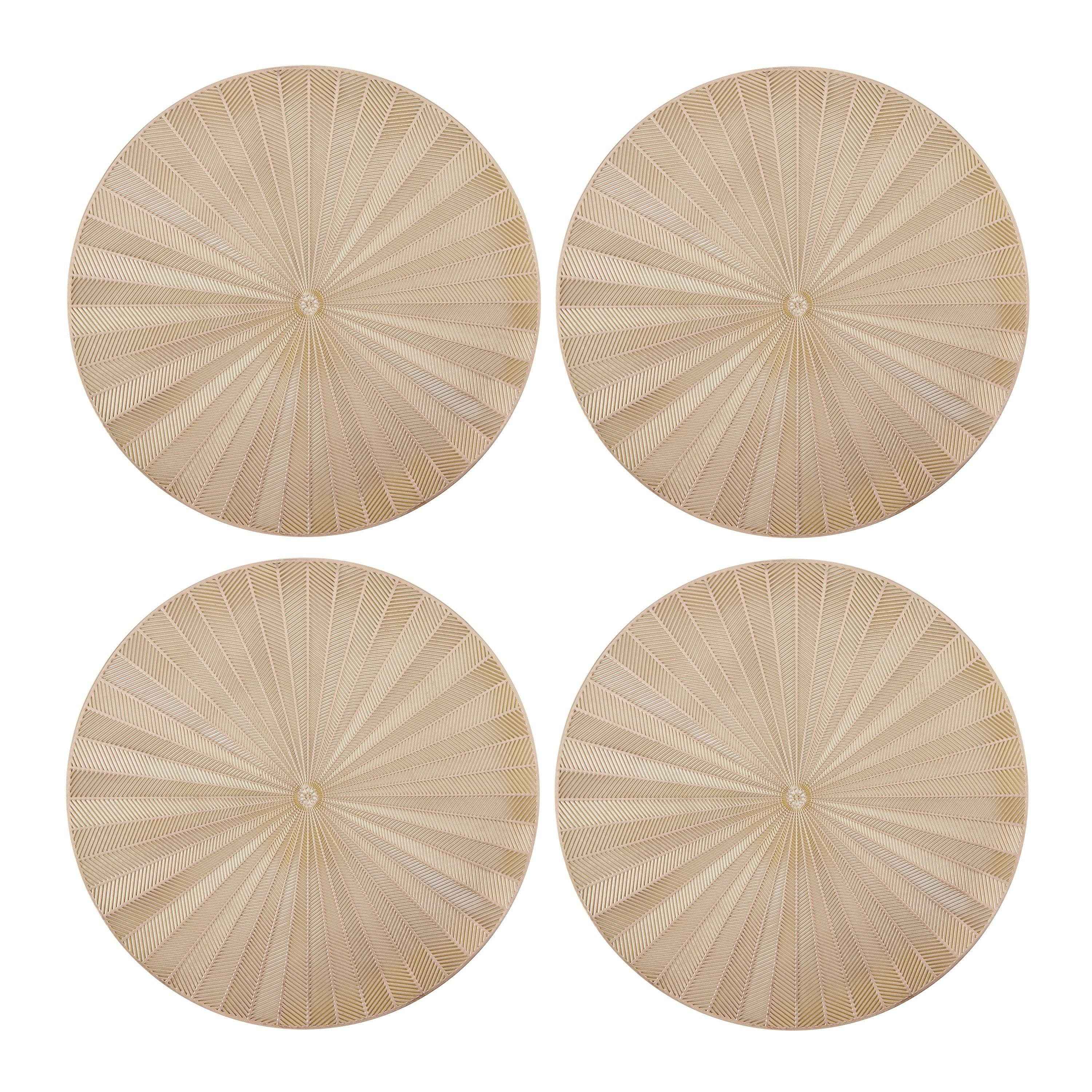 Round Metallic Placemats Set 4 Gold 38cm