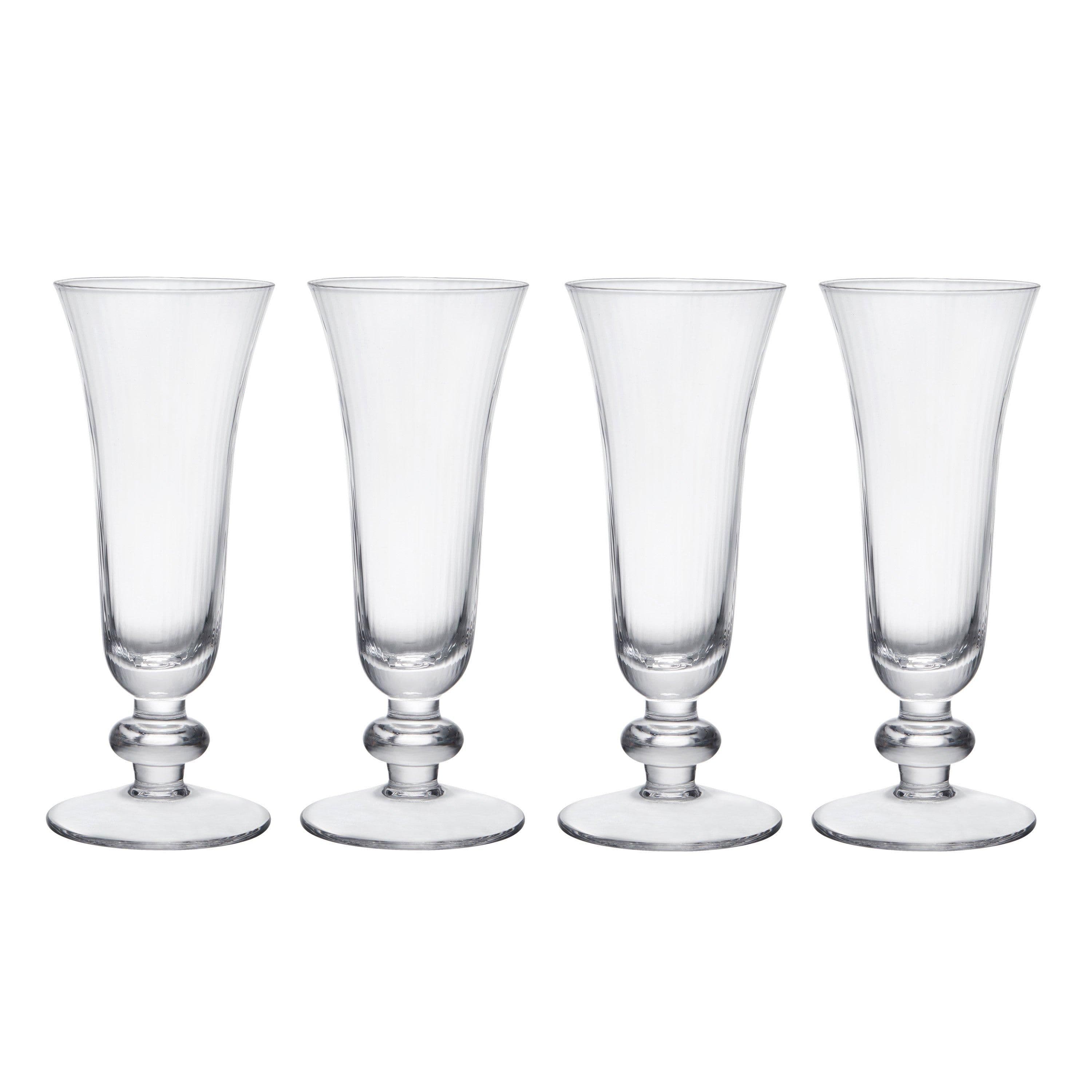 Salerno Crystal Champagne Flute Glasses Set 4