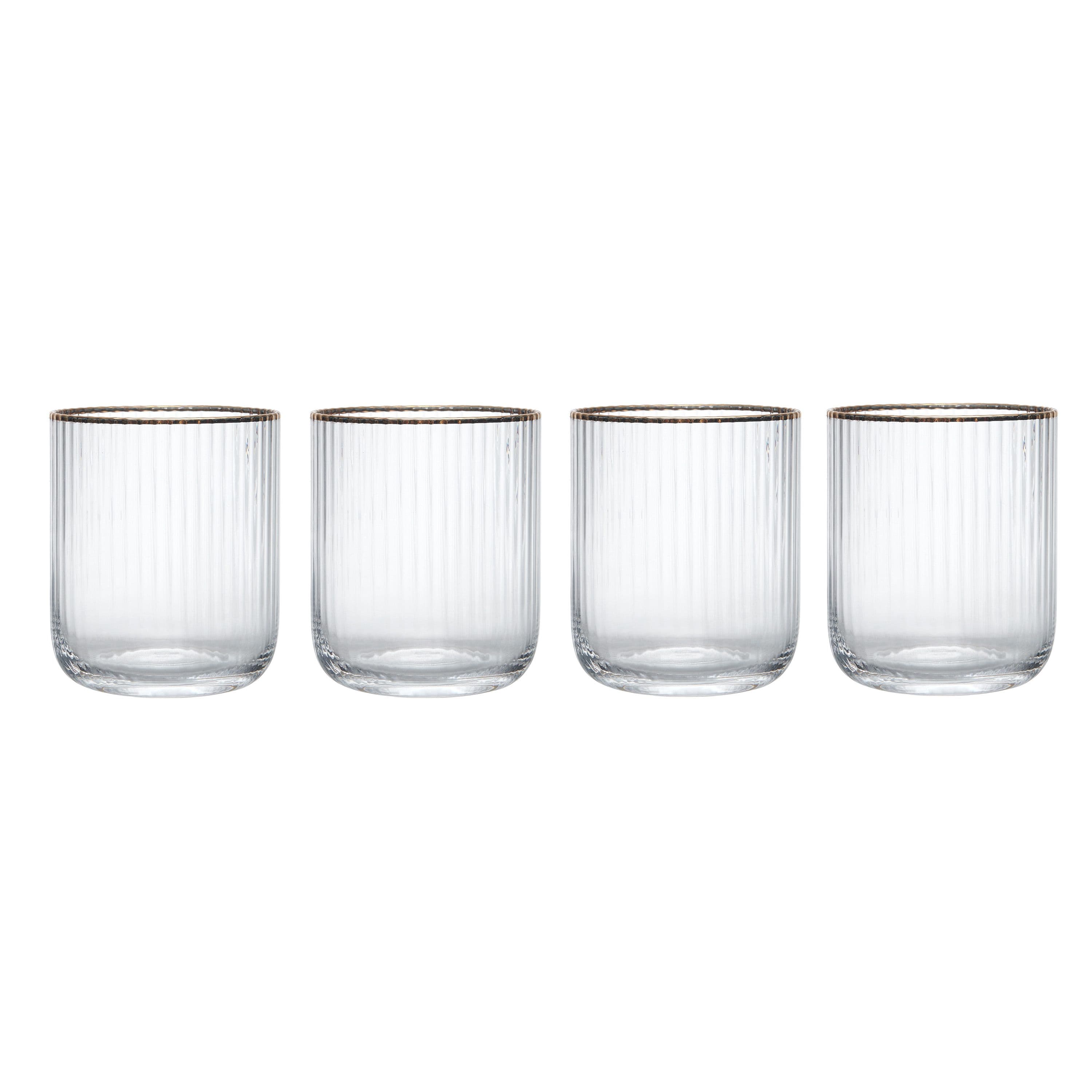 Sorrento Ridged Crystal Tumbler Glasses Set 4