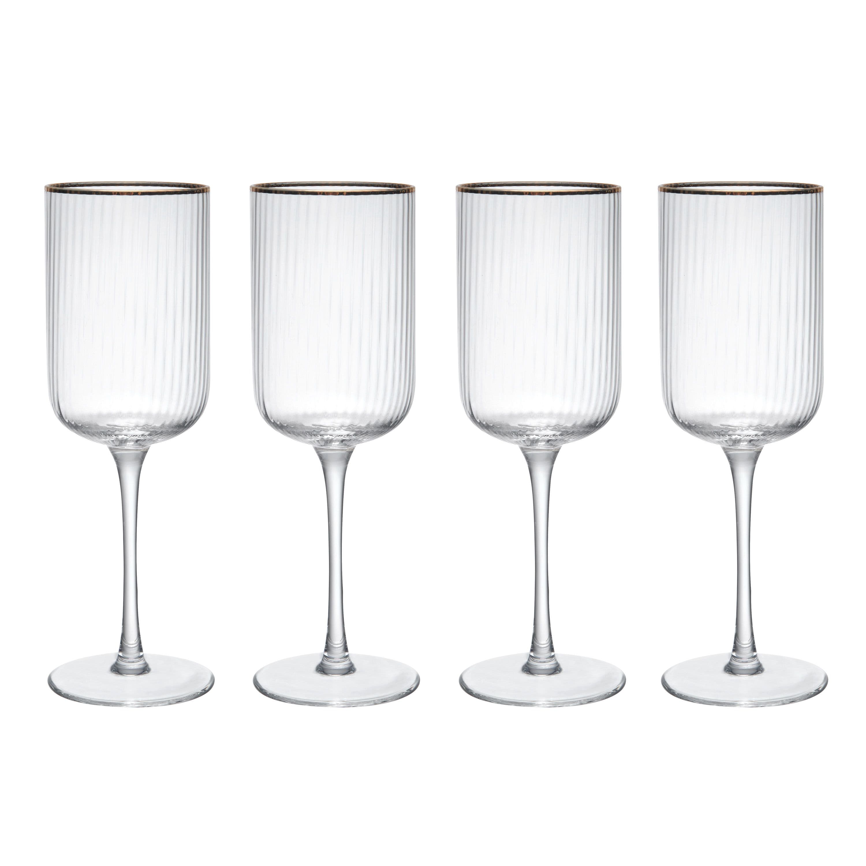 Sorrento Ridged Crystal Wine Glasses Gift Boxed Set 4