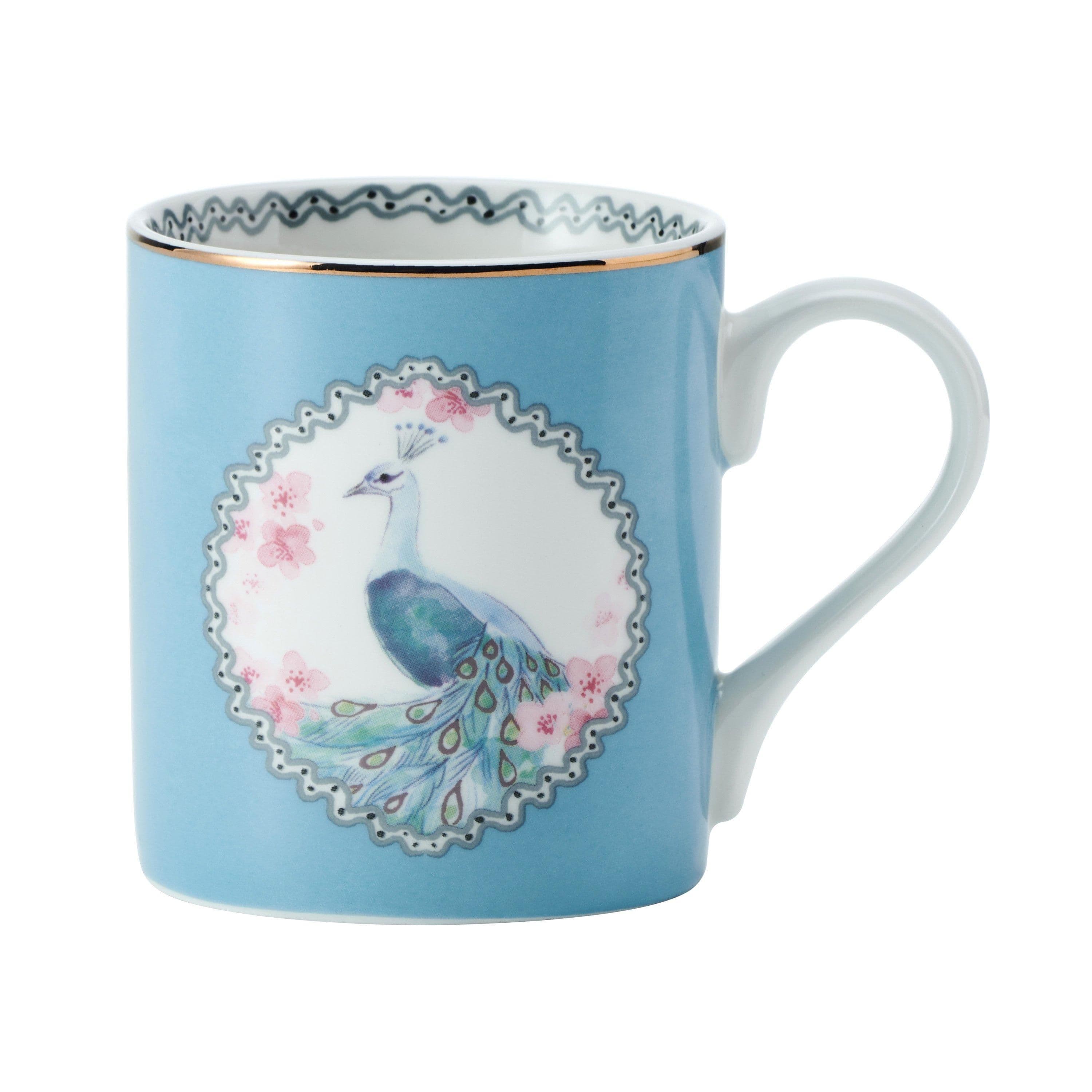 Peacock Straight Sided Porcelain Mug