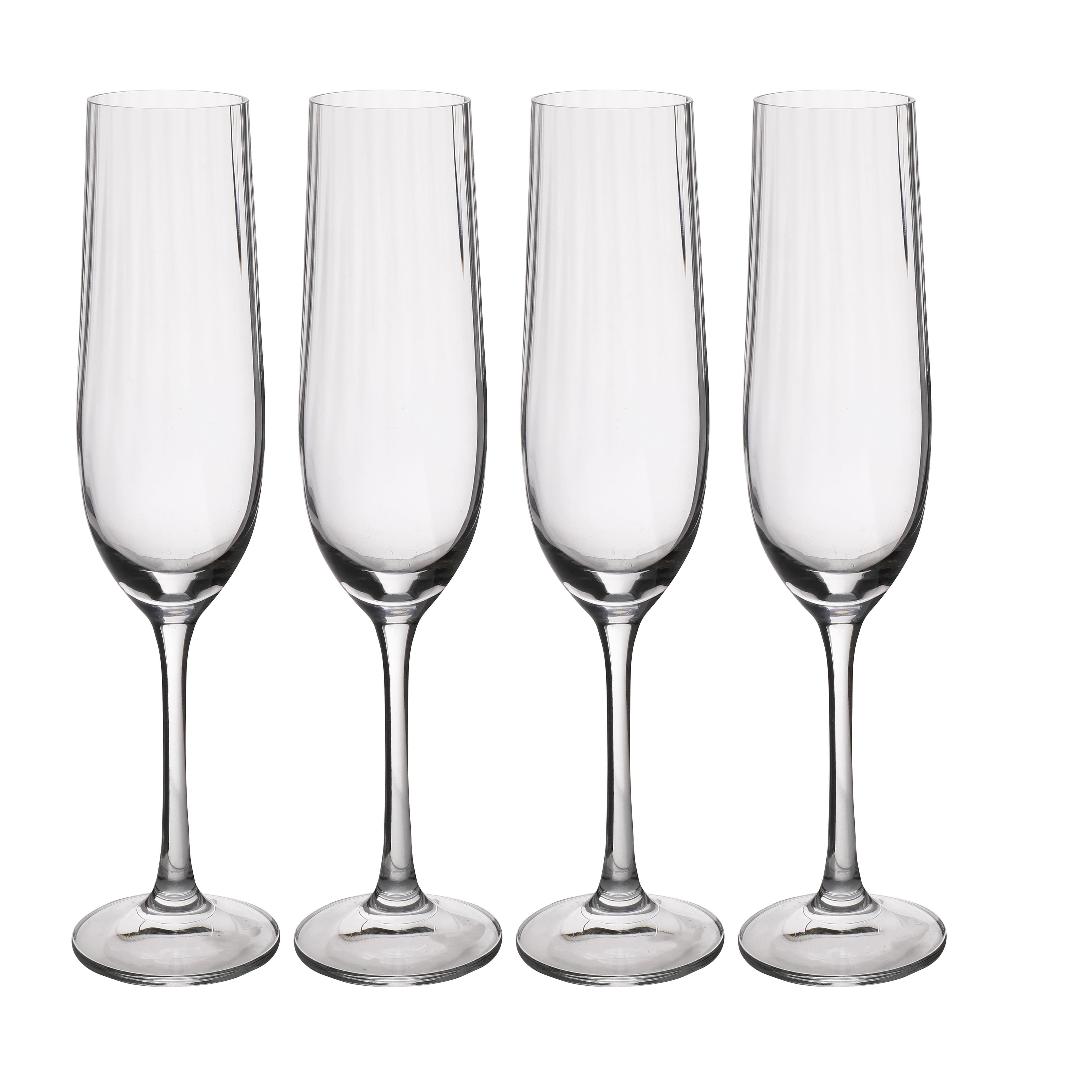 Treviso Crystal Champagne Flute Glasses Set 4