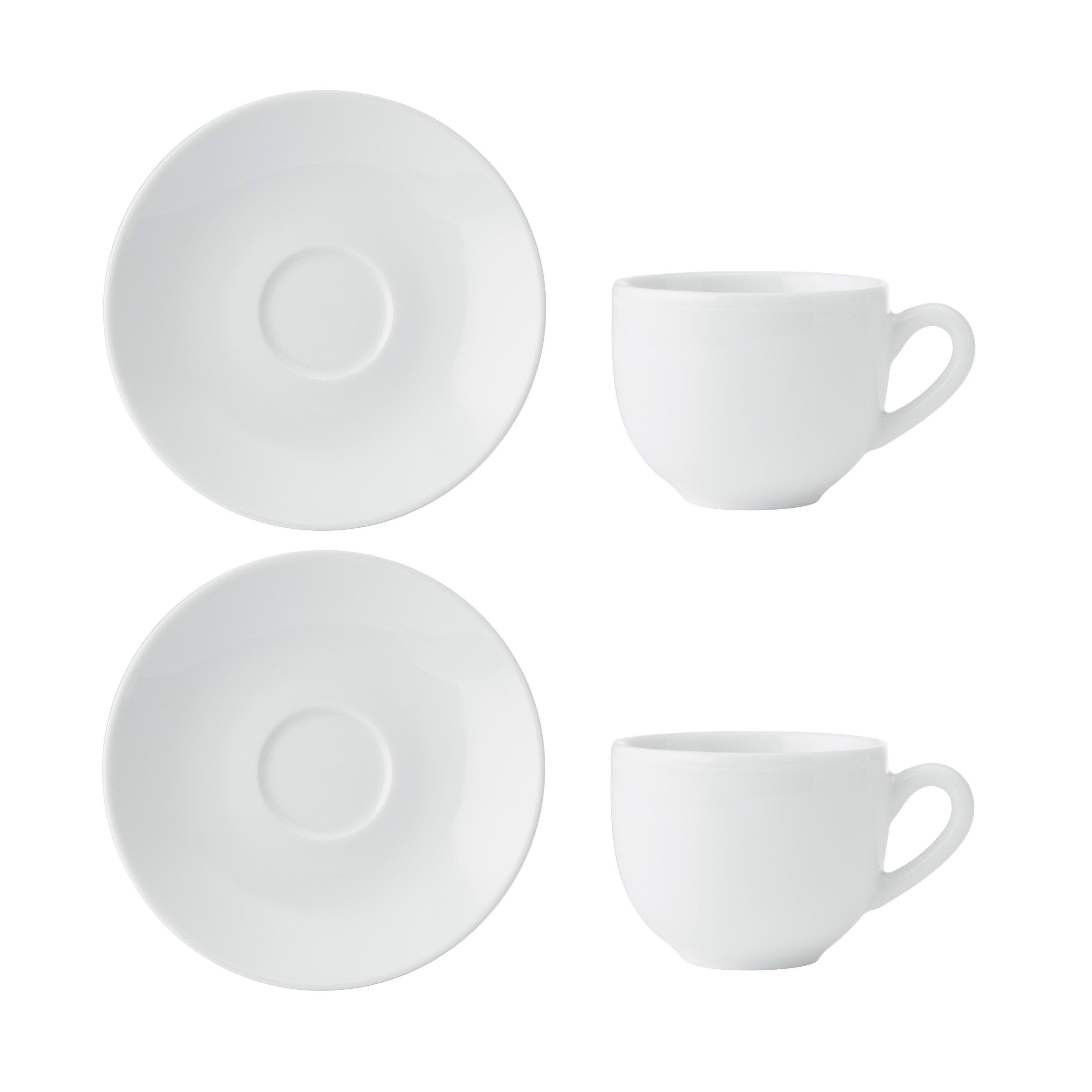 Chalk Set 2 Porcelain Espresso Cups Saucers 90ml