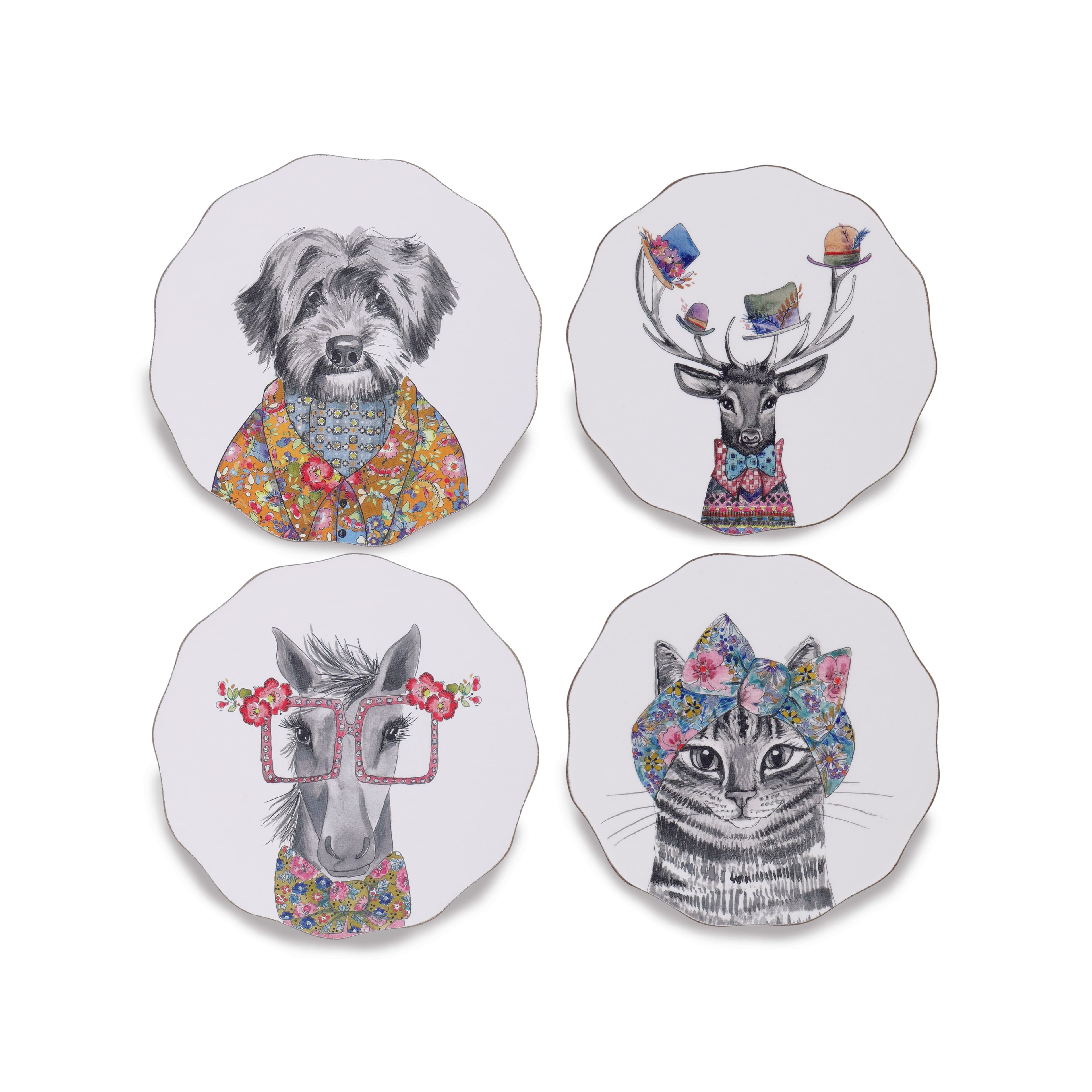 Scallop Shaped Coasters Set 4 x 12cm