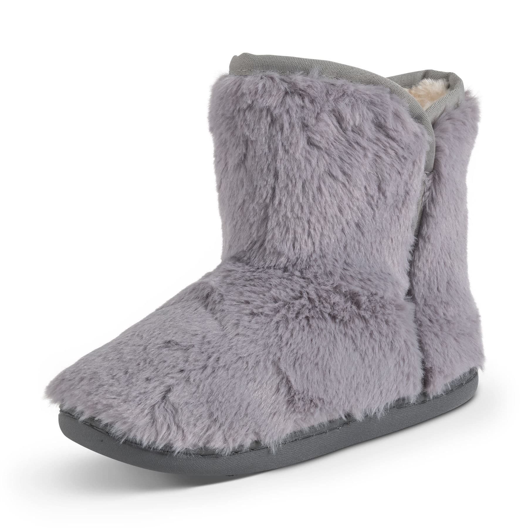 Polar Memory Foam Faux Fur Rubber Sole Cosy Slippers Mid