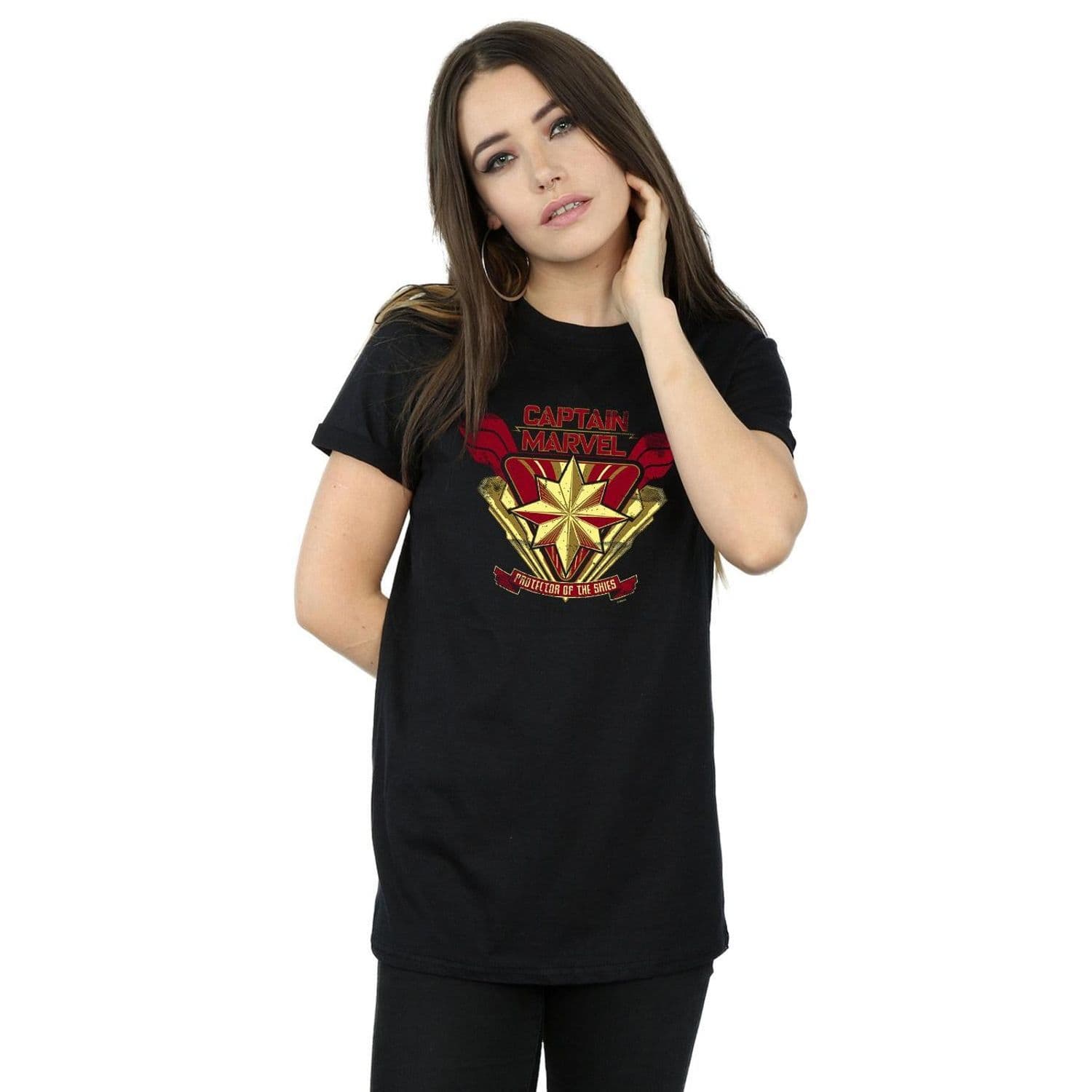 Captain Protector Skies Cotton Boyfriend T Shirt