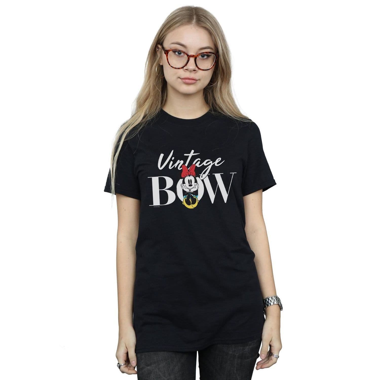 Minnie Mouse Vintage Bow Cotton Boyfriend T Shirt
