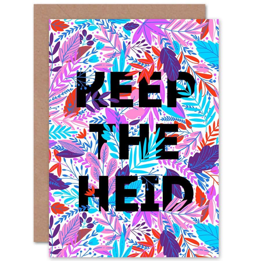 Woven Flower Typography Scotland Keep Heid Greetings Card