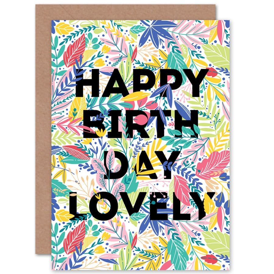 Birthday Woven Floral Typography Lovely Greetings Card
