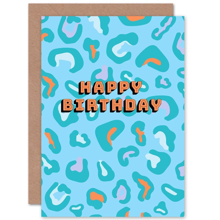 Happy Birthday Bright Leopard Greetings Card