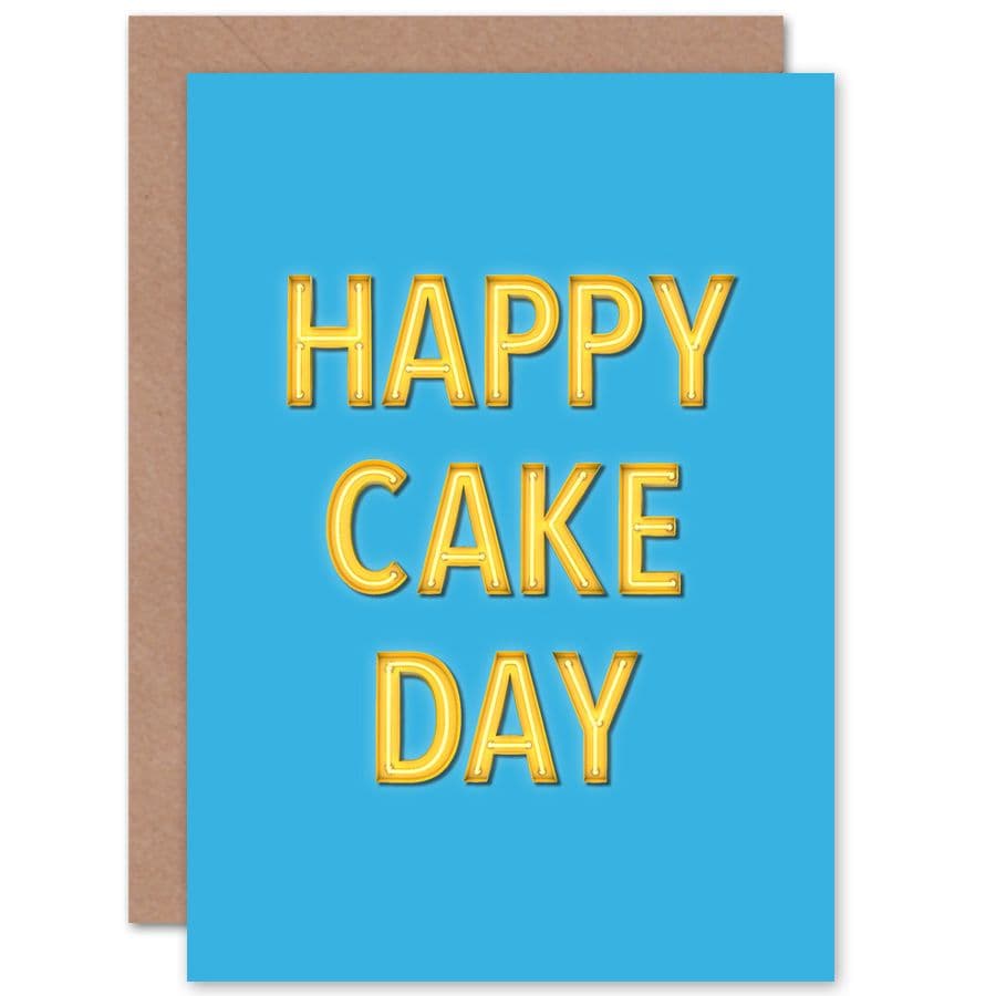 Happy Cake Day Neon Greetings Card