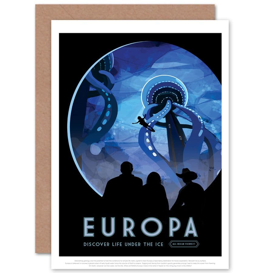 Europa Life Under Ice Nasa Space Tours Travel Greetings Card