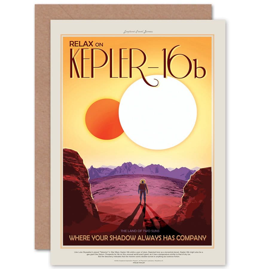 Kepler-16B Relax Land Two Suns Nasa Space Tours Travel Greetings Card