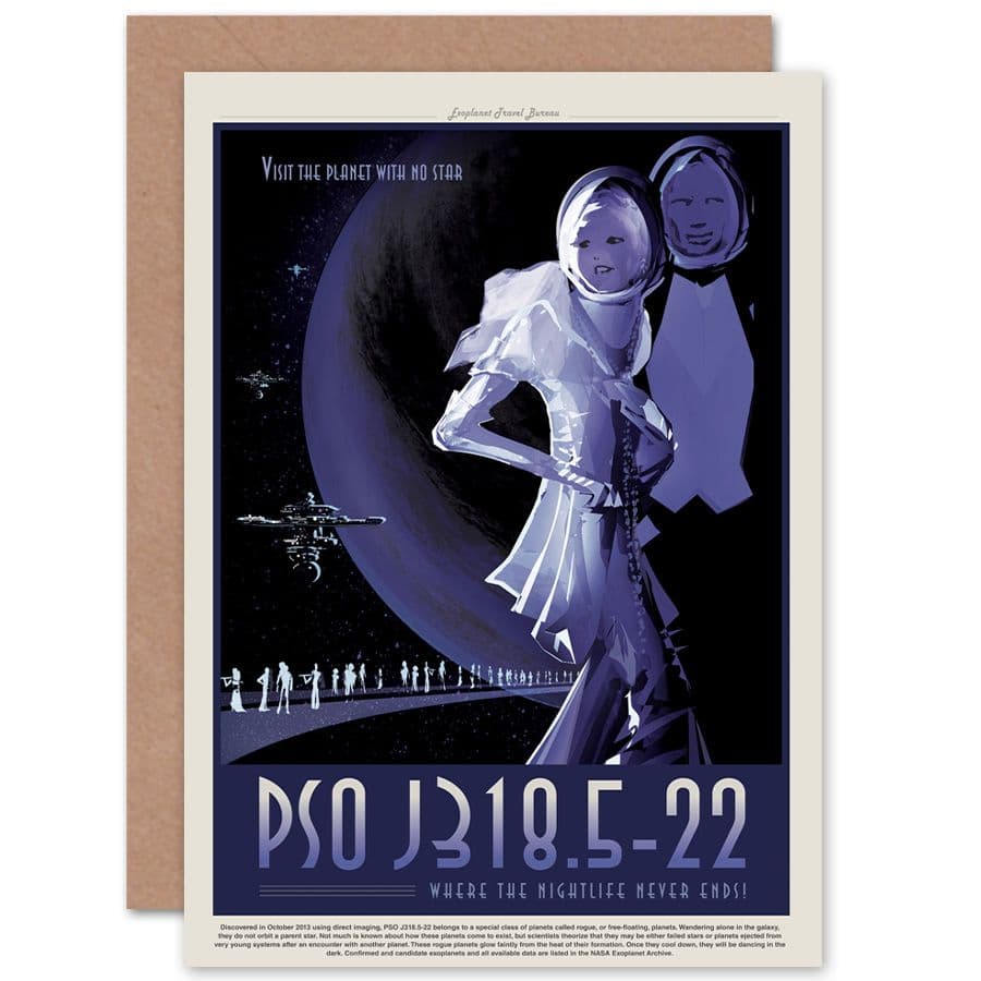 Pso J318.5-22 Nightlife Never Ends Nasa Space Tours Travel Greetings Card