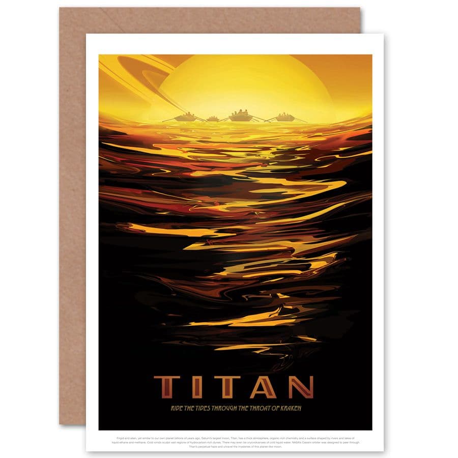 Titan Ride Tides Kraken Nasa Space Tours Travel Greetings Card