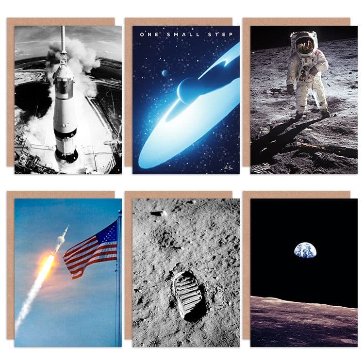 Apollo 11 Astronaut Aldrin Armstrong NASA 50th Anniversary Moon Landing All Occasions Various Assorted Greeting Cards With Envelopes Pack of 6