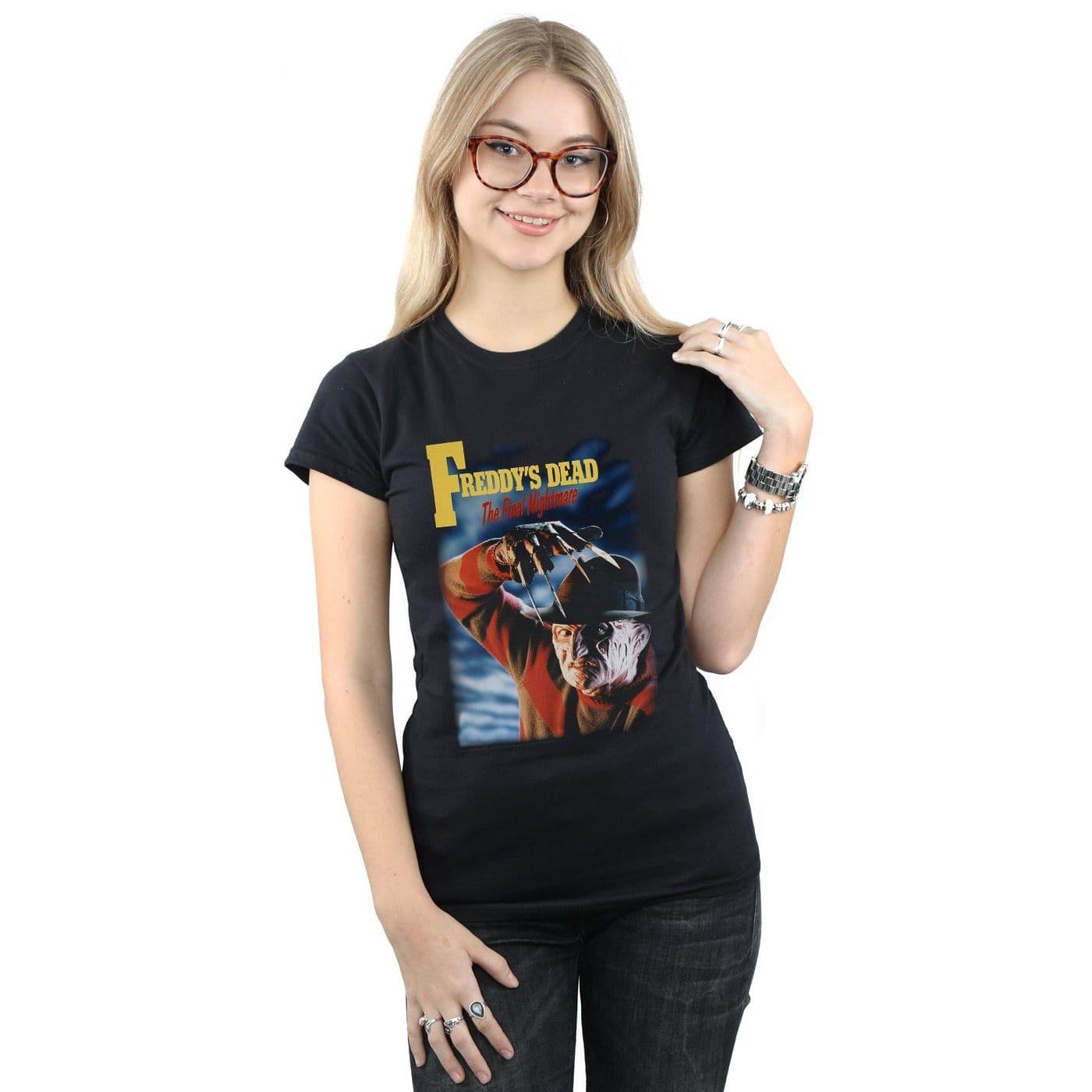 A Nightmare On Elm Street Women's The Final Nightmare Cotton T-Shirt in Black | Size: XL