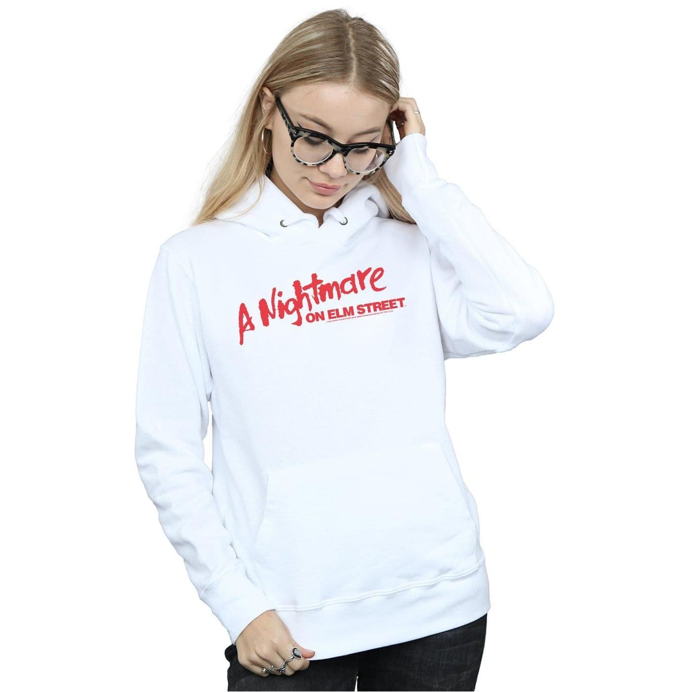 A Nightmare On Elm Street Women's Red Logo Hoodie in White | Size: 2XL