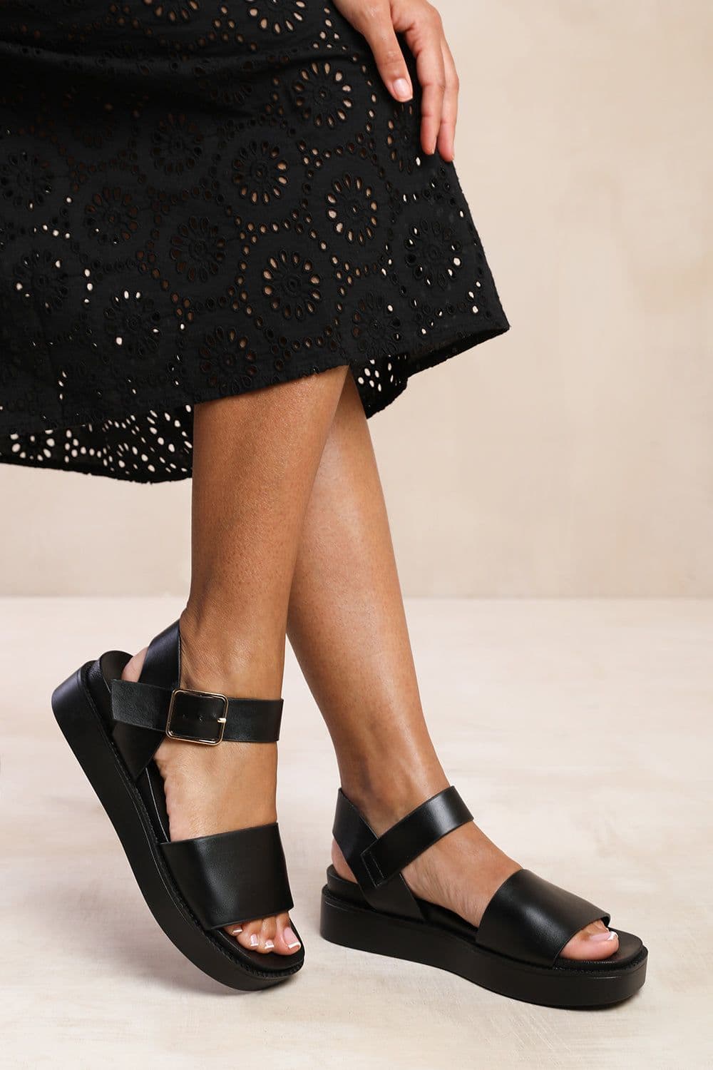 Phoenix Classic Flat Sandals Strap & Buckle Detail