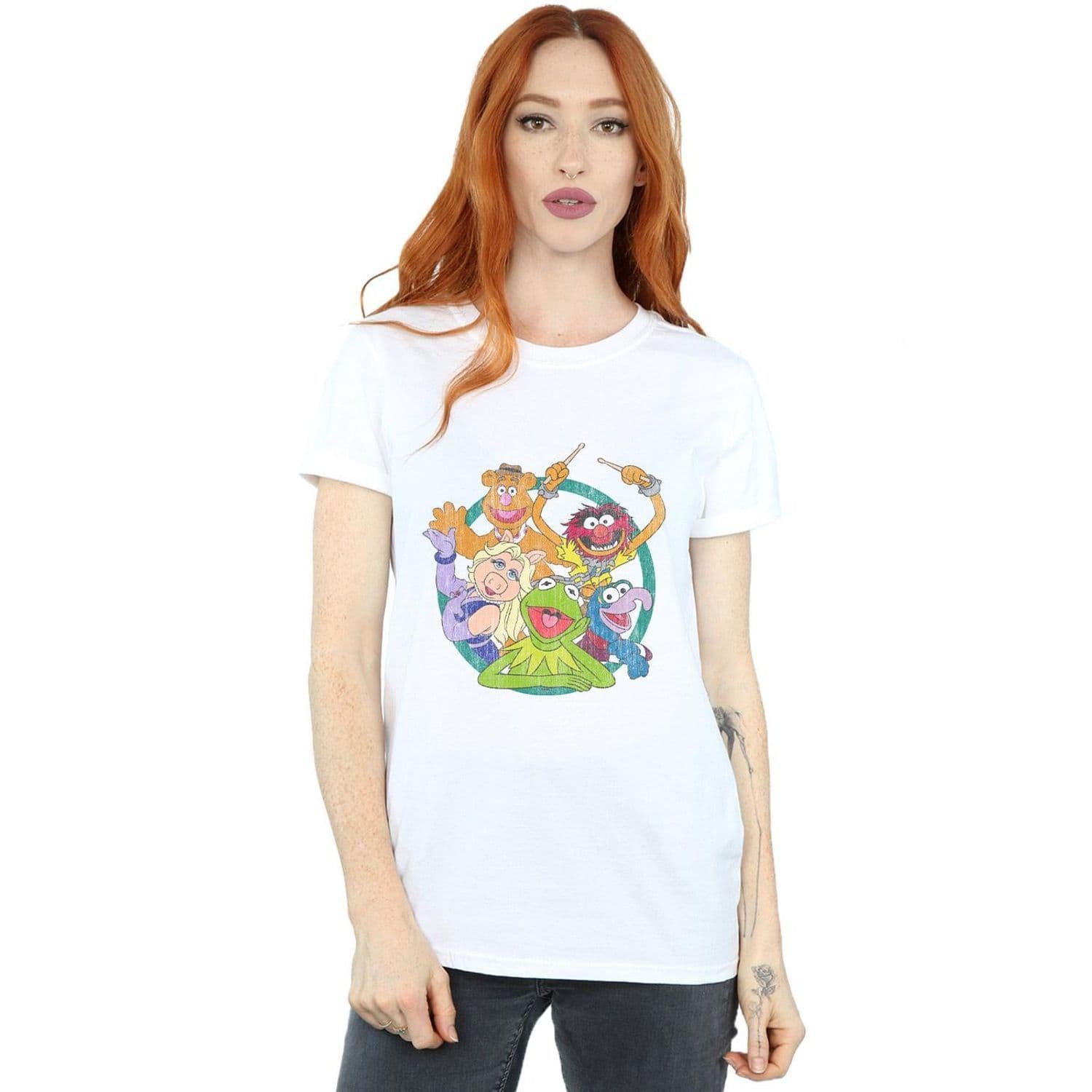 Muppets Group Circle Cotton Boyfriend T Shirt