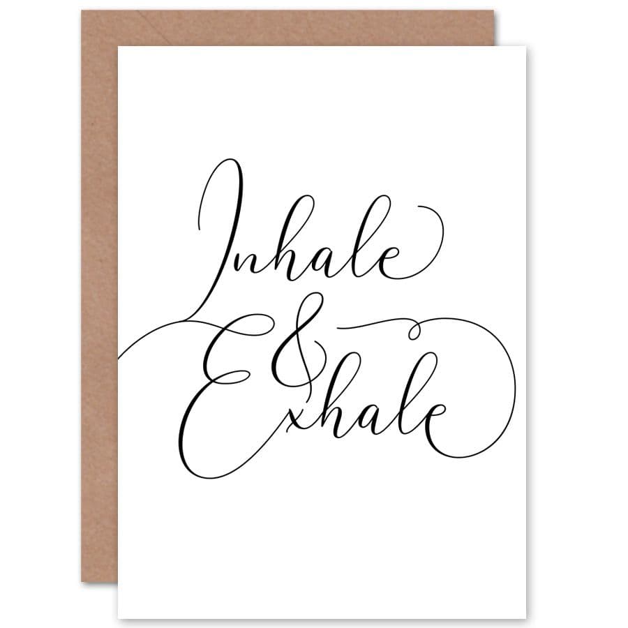 Inhale Exhale Modern Typography Greetings Card