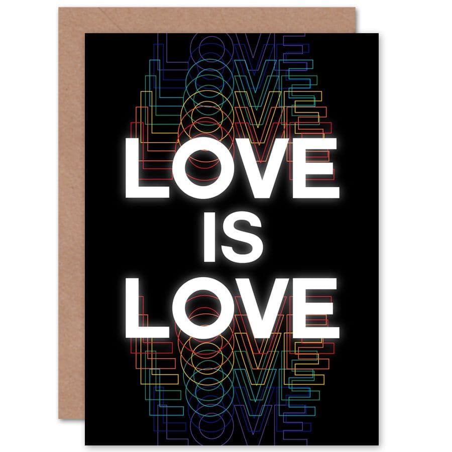 Love Is Love Rainbow Retro Typography Greetings Card