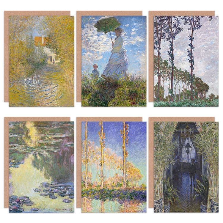 Claude Monet Poplars Apartment Lillies Geese Fine Art Greeting Card Pack 6