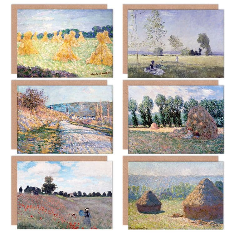 Claude Monet Haystacks Summer Poppy Vetheuil Giverny Fine Art Greeting Card Pack 6