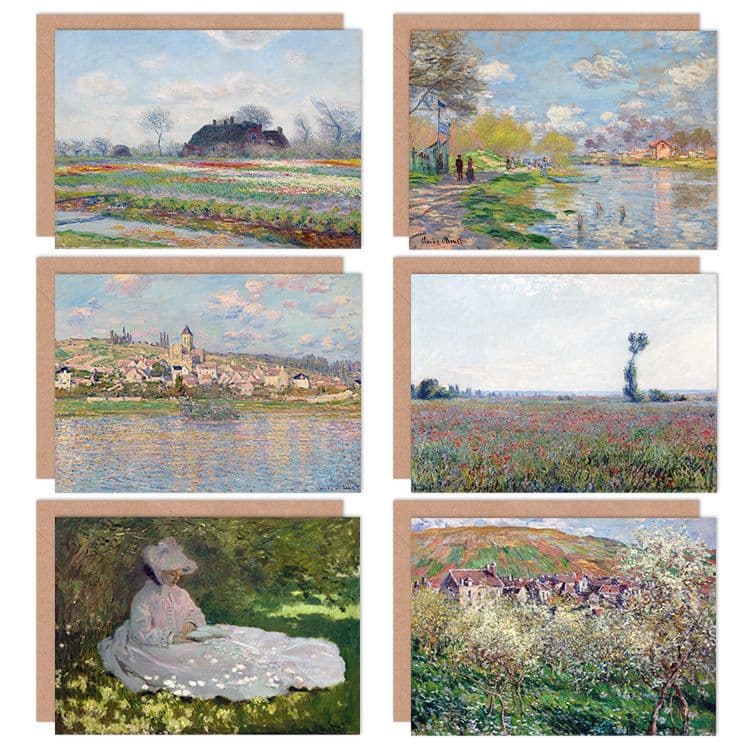 Claude Monet Tree Poppy Seine Springtime Vetheuil Tulip Fine Art Greeting Card Pack 6