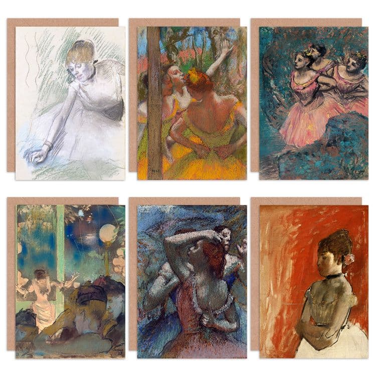 Edgar Degas Ballet Rehearsal Stage Dancers Becat Red Girls Fine Art Greeting Card Pack of 6
