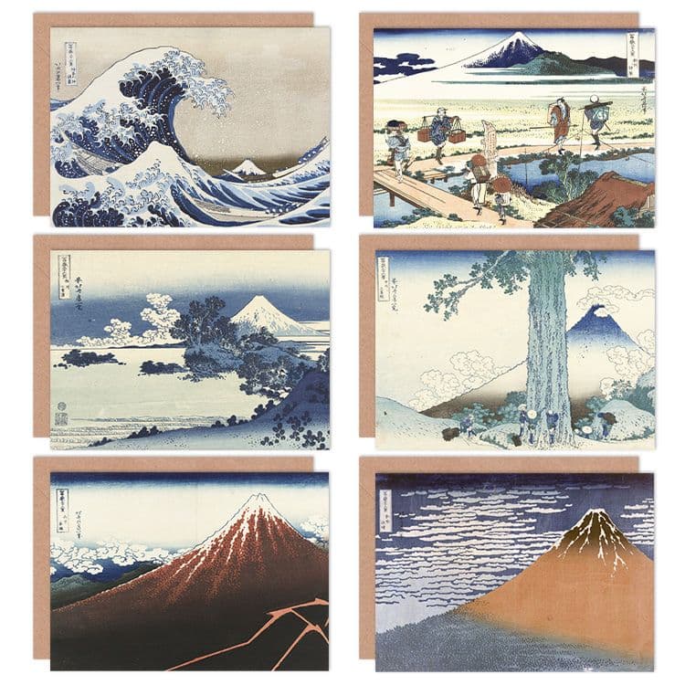 Katsushika Hokusai Japan Fuji Mountain Sagami Rainstorm Beach Wave Fine Art Greeting Card Pack of 6
