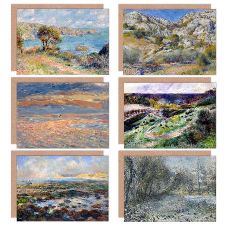 Pierre-Auguste Renoir Snow Wargemont Lestaque Low Tide Yport Sunset Guernsey Fine Art Greeting Card Pack of 6