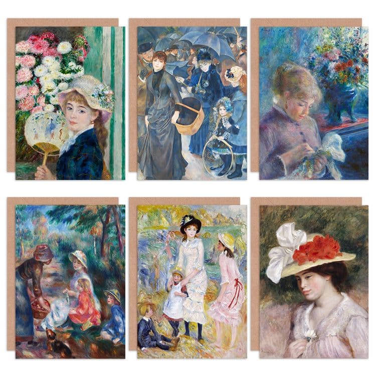 Pierre-Auguste Renoir Woman Guernsey Apple Seller Woman Umbrellas Fine Art Greeting Card Pack of 6