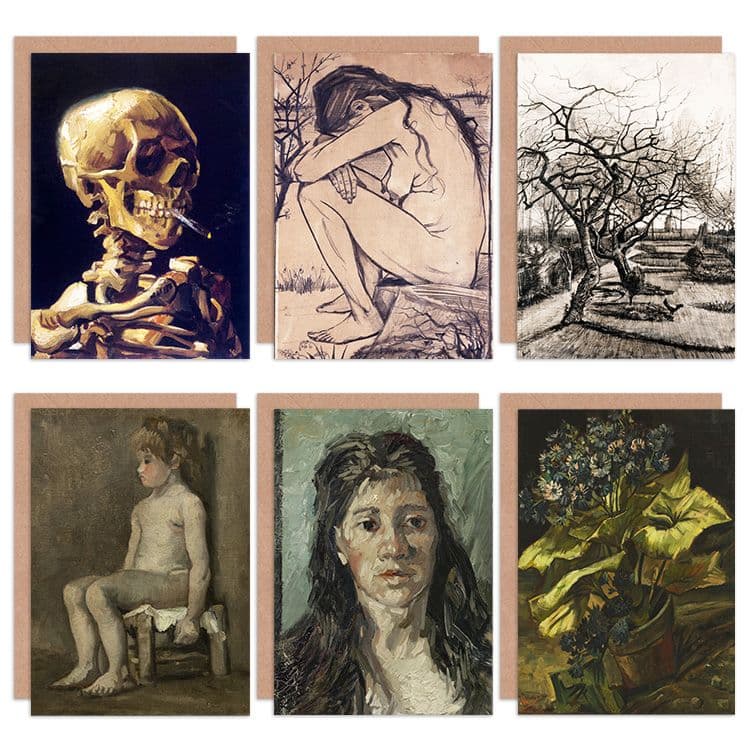 Vincent Van Gogh Cineraria Prostitute Parsonage Sorrow Skull Fine Art Greeting Card Pack 6