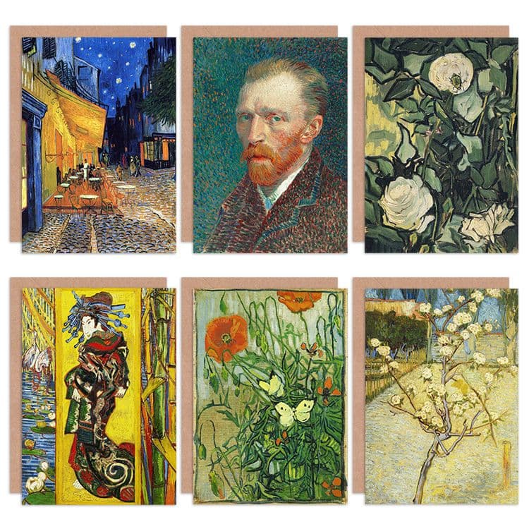 Vincent Van Gogh Perenboompje Butterflies Courtesan Roses Portrait Cafe Fine Art Greeting Card Pack of 6