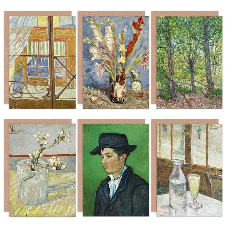 Vincent Van Gogh Cafetafel Roulin Tuingladiolen Flowering Trees Butchers Fine Art Greeting Card Pack of 6