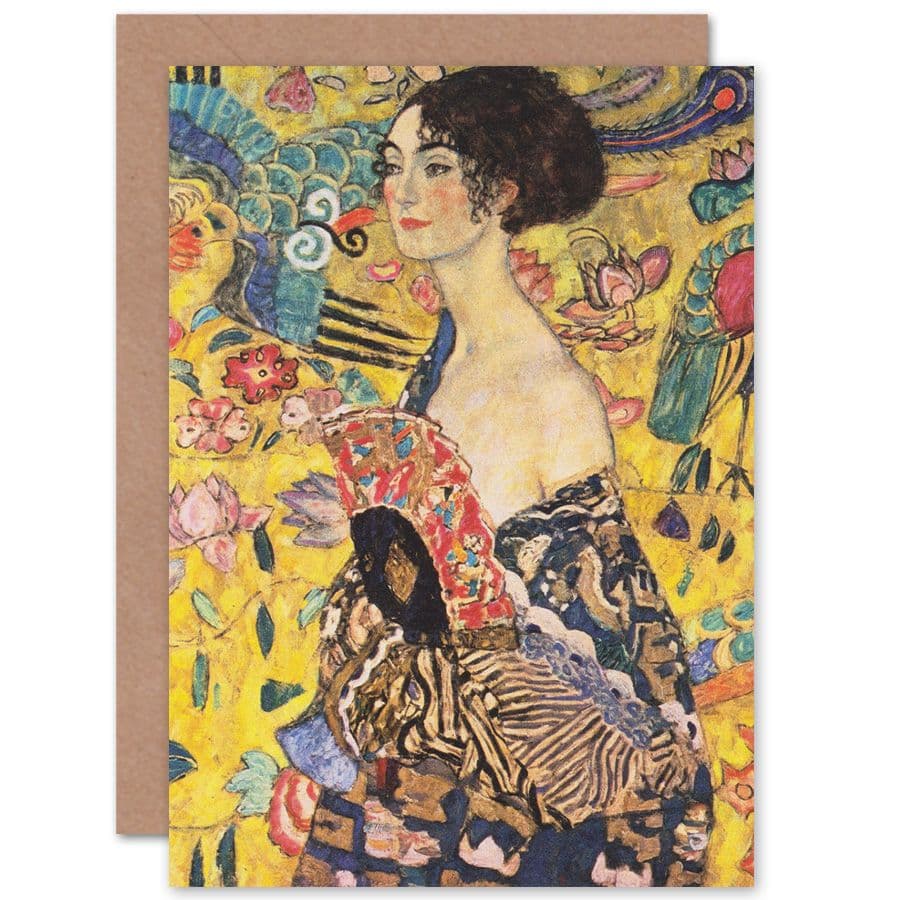 Klimt Fan Painting Fine Art Greetings Card