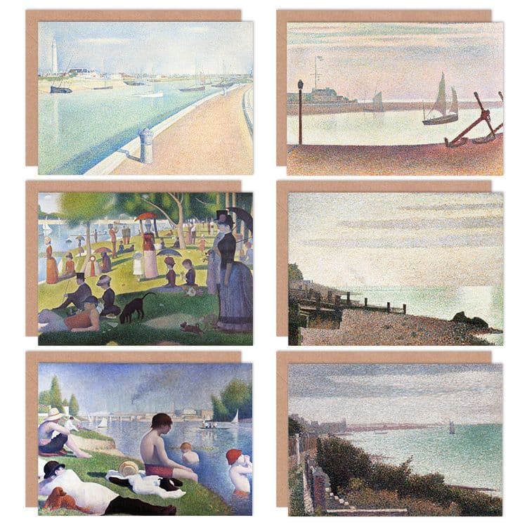 Georges Seurat Grandcamp Seine Sunday Afternoon Fine Art Greeting Card Pack 6