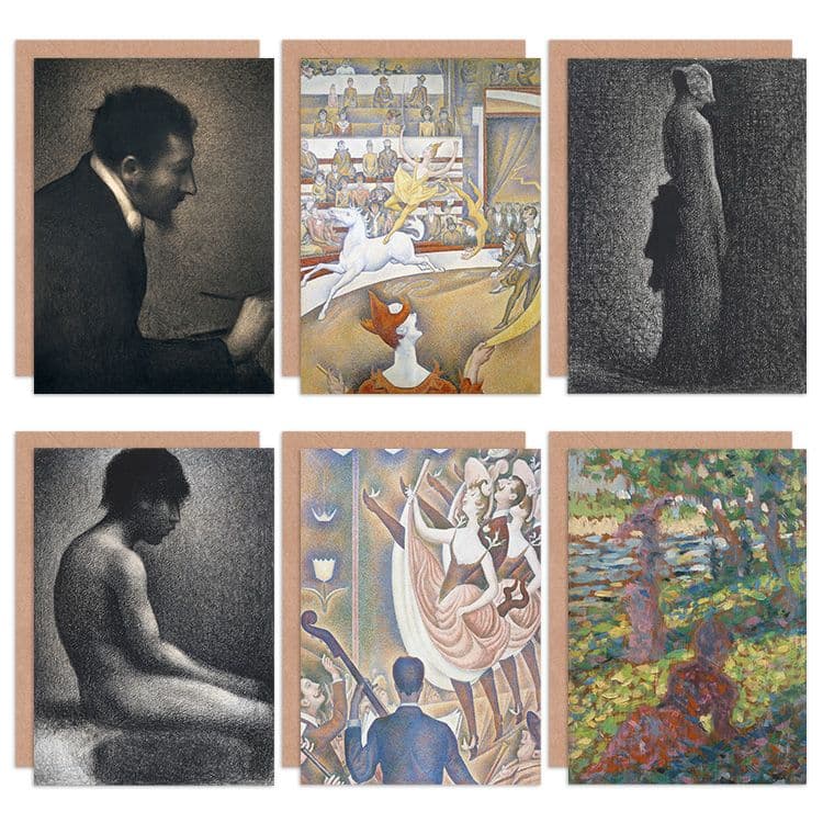 Georges Seurat Woman Park Portrait Bow Circus Fine Art Greeting Card Pack 6