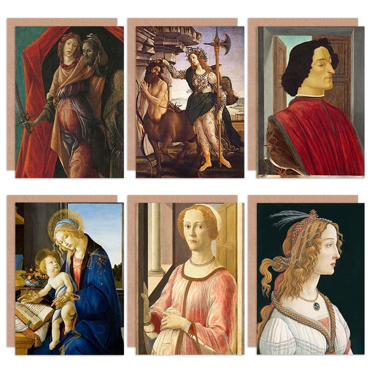 Sandro Botticelli Nymph Portrait Madonna Holofernes Fine Art Greeting Card Pack 6