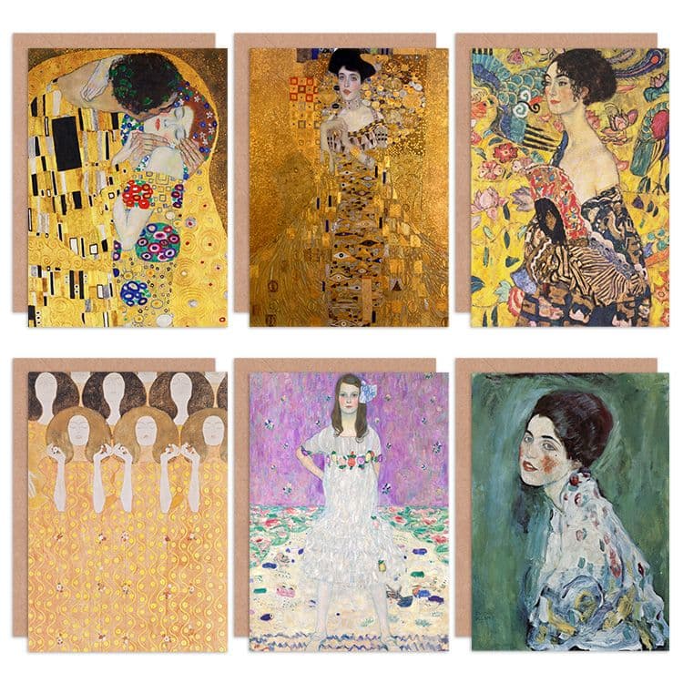Gustav Klimt Portrait Lady Fan Kiss Adele Bloch Bauer Fine Art Greeting Card Pack of 6
