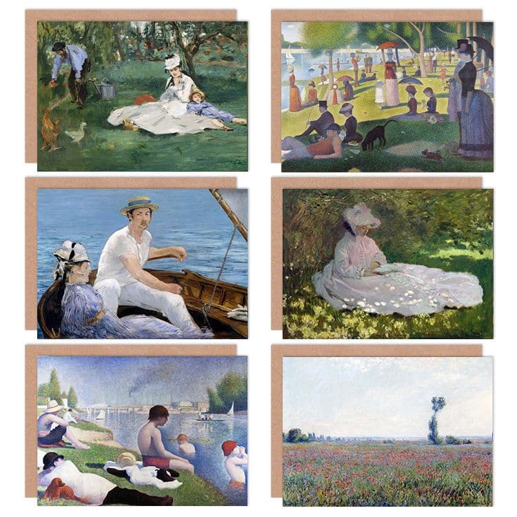 Monet Seurat Manet Poppy Spring Bathers Sunday Garden Fine Art Greeting Card Pack 6