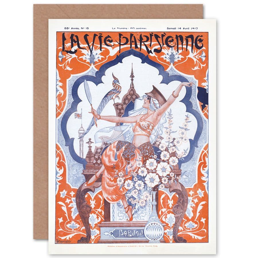 La Vie Parisienne Fall Baghdad WW1 British Magazine Cover Greetings Card