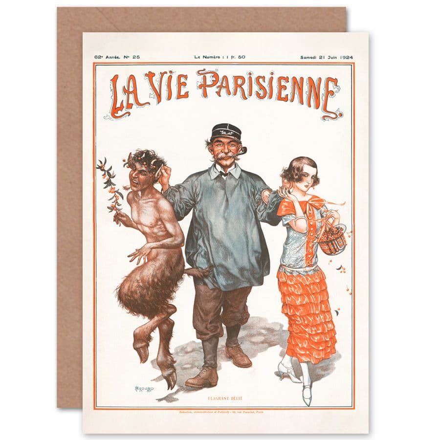 La Vie Parisienne Punishing Faun Girl Magazine Cover Greetings Card