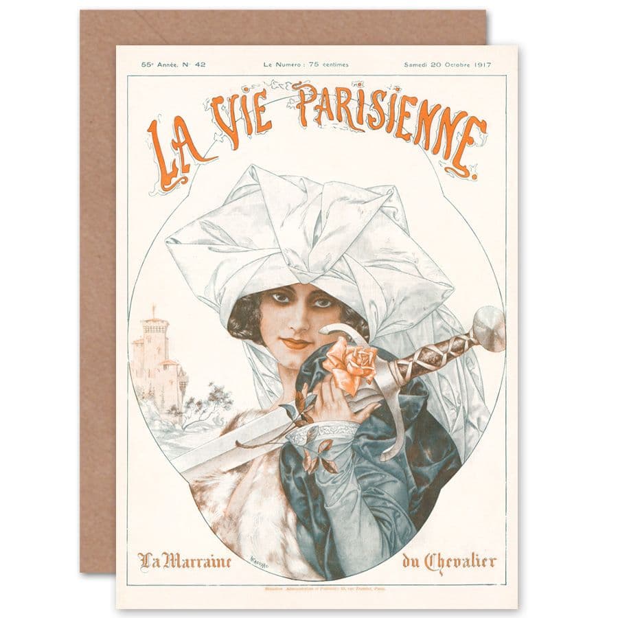La Vie Parisienne Sword Woman Magazine Cover Greetings Card