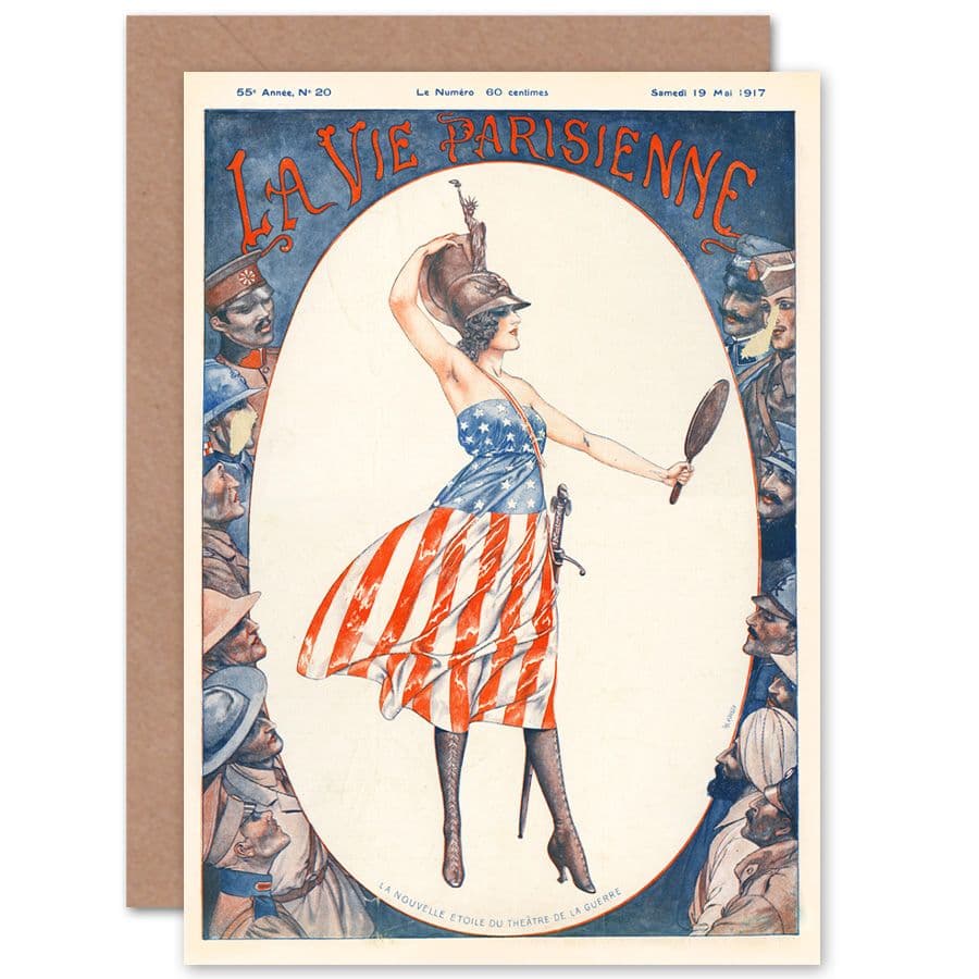 La Vie Parisienne WW1 US Army American Magazine Cover Greetings Card
